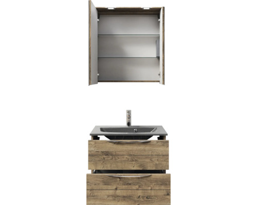 Badezimmermöbel-Set mit Waschbeckenunterschrank, Waschbecken und Spiegelschrank