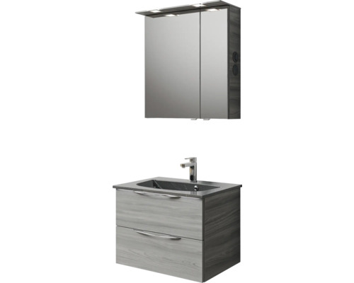 Badezimmer-Set mit Waschtischunterschrank, Waschbecken und Spiegelschrank