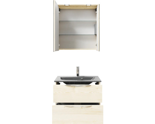 Waschtisch mit Waschbeckenunterschrank und Spiegelschrank mit Regalböden