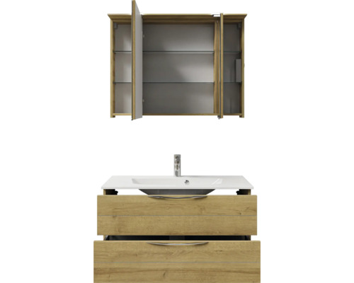Waschtischkombination mit Spiegelschrank und Schubladenunterschrank