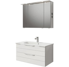 Badmöbelset 3-teilig Pelipal Sunline 300 BxHxT 97 x 200 x 48 cm Frontfarbe weiß hochglanz mit Waschtisch Mineralmarmor Griff chrom SET-164-082