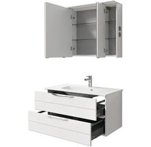 Badmöbelset 3-teilig Pelipal Sunline 300 BxHxT 97 x 200 x 48 cm Frontfarbe weiß hochglanz mit Waschtisch Mineralmarmor Griff chrom SET-164-082