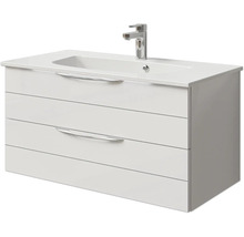 Badmöbelset 3-teilig Pelipal Sunline 300 BxHxT 97 x 200 x 48 cm Frontfarbe weiß hochglanz mit Waschtisch Mineralmarmor Griff chrom SET-164-082