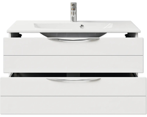 Waschtischunterschrank mit Waschbecken und zwei Schubladen