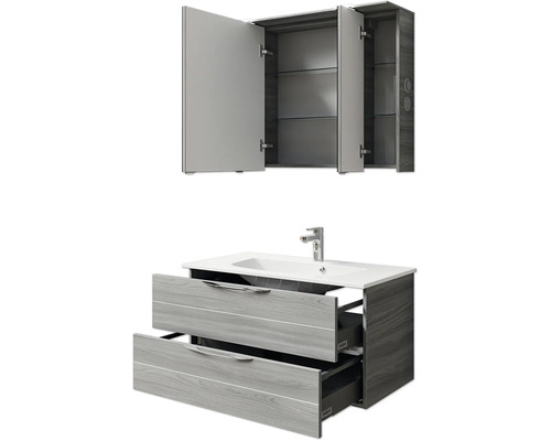 Waschtisch mit Unterschrank und Spiegelschrank für das Badezimmer