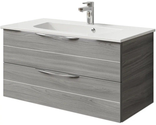 Waschtischunterschrank mit zwei Schubladen, Waschbecken und Armatur