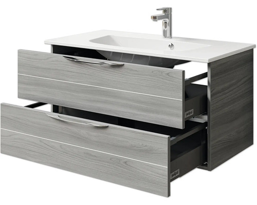 Waschtischunterschrank mit zwei Schubladen und Waschbecken