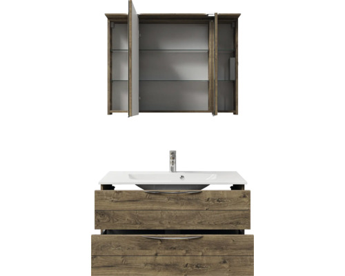 Badezimmer Set mit Spiegelschrank und Waschbeckenunterschrank