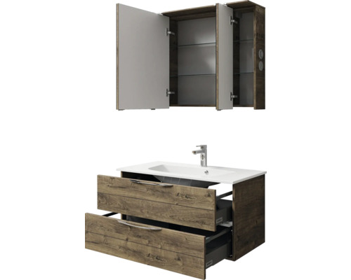 Badmöbel-Set mit Spiegelschrank und Waschbeckenunterschrank