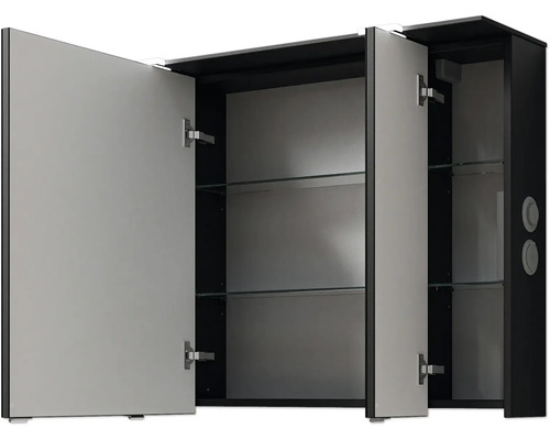 Spiegelschrank mit zwei Türen und Glasböden