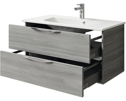 Waschtischunterschrank mit Waschbecken und zwei Schubladen