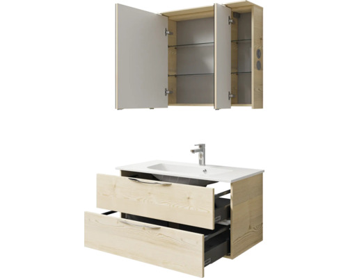 Waschtischunterschrank mit Waschbecken und Spiegelschrank für das Badezimmer