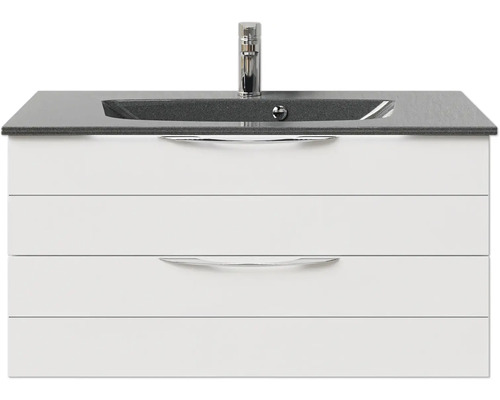 Waschtischunterschrank mit Waschbecken und Armatur