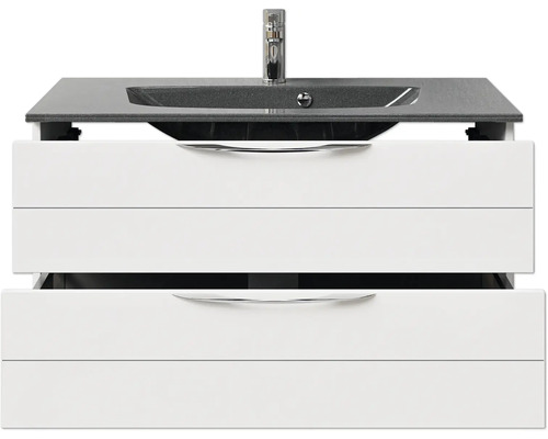 Waschtischunterschrank mit zwei Schubladen, Waschbecken und Armatur