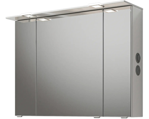 Spiegelschrank mit drei Türen und integrierter Beleuchtung für das Badezimmer