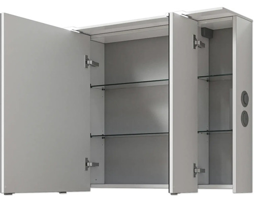 Offener Spiegelschrank mit Glasablagen für Badezimmer