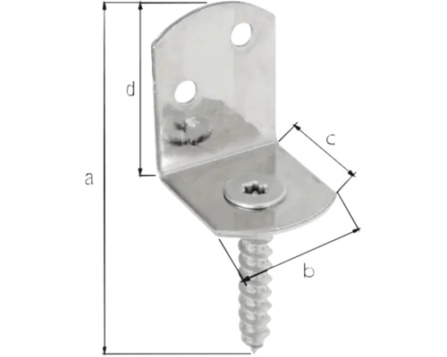 Eckwinkel mit Schraube und Maßangaben