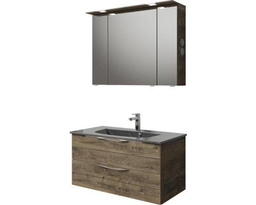 Waschtischkombination mit Spiegelschrank im Badezimmer