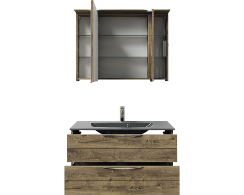 Badezimmermöbelset mit Waschbeckenunterschrank und Spiegelschrank