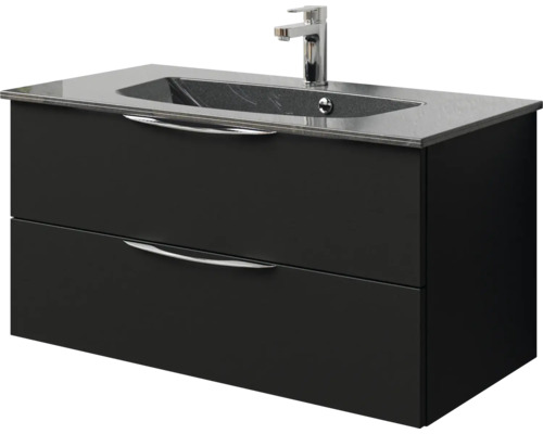 Waschtischunterschrank mit zwei Schubladen, Waschtisch und Armatur