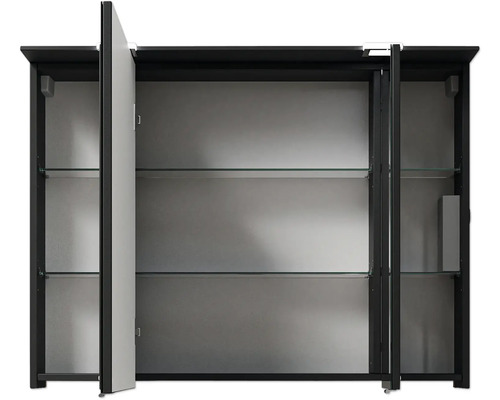 Offener Spiegelschrank mit Glasböden