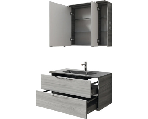 Badezimmermöbel Set mit Spiegelschrank und Waschtischunterschrank