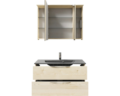 Badezimmermöbel-Set mit Spiegelschrank, Waschbecken und Unterschrank