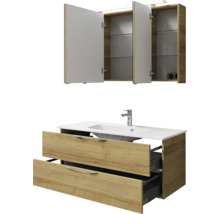 Badezimmermöbel-Set mit Waschbeckenunterschrank, Waschbecken und Spiegelschrank