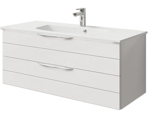 Waschtischunterschrank mit zwei Schubladen und Aufsatzwaschbecken
