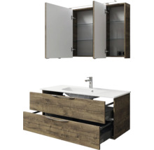 Badezimmermöbelset mit Waschtischunterschrank, Waschbecken und Spiegelschrank