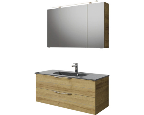 Badezimmermöbel-Set mit Spiegelschrank, Waschtisch und Waschbecken