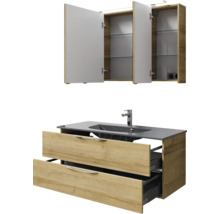 Badezimmermöbel Set mit Waschtischunterschrank, Waschbecken und Spiegelschrank