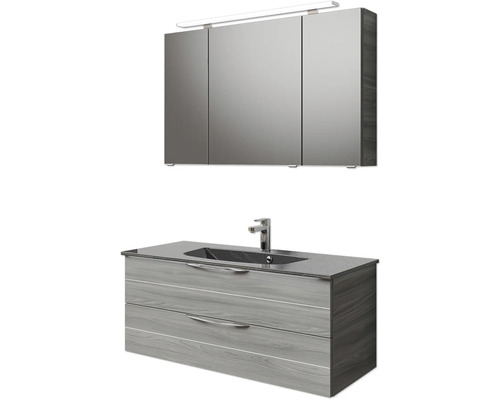 Waschtisch mit Unterschrank und Spiegelschrank mit Beleuchtung für das Badezimmer