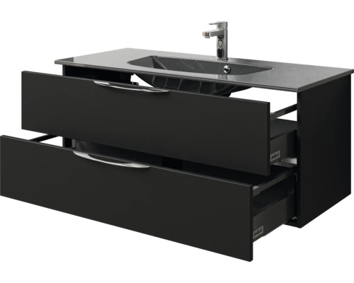 Waschtischunterschrank mit zwei Schubladen, Waschtisch und Armatur