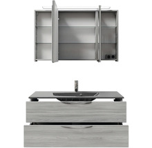 Waschbeckenunterschrank mit Aufsatzwaschbecken und Spiegelschrank
