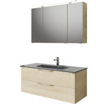 Badmöbelset 3-teilig Pelipal Sunline 300 BxHxT 117 x 200 x 48 cm Frontfarbe eiche mit Waschtisch Mineralmarmor Griff chrom SET-164-112