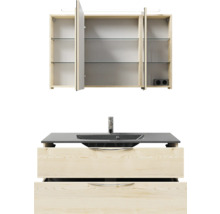 Badmöbelset 3-teilig Pelipal Sunline 300 BxHxT 117 x 200 x 48 cm Frontfarbe eiche mit Waschtisch Mineralmarmor Griff chrom SET-164-112