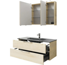Badmöbelset 3-teilig Pelipal Sunline 300 BxHxT 117 x 200 x 48 cm Frontfarbe eiche mit Waschtisch Mineralmarmor Griff chrom SET-164-112