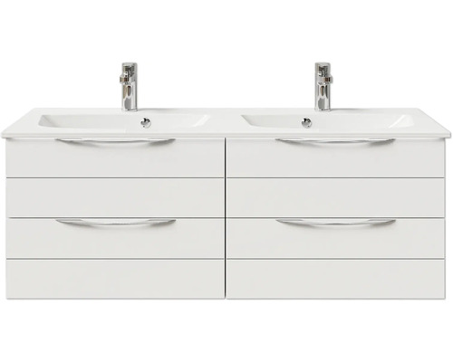 Doppelwaschtisch mit sechs Schubladen und zwei Armaturen