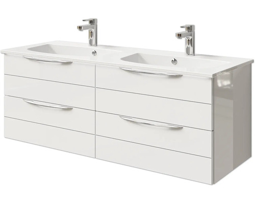 Waschtischunterschrank mit zwei Waschbecken und vier Schubladen