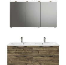 Badmöbel-Set Pelipal Sunline 300 BxHxT 132 x 200 x 48 cm Frontfarbe eiche ribbeck Badmöbelset 3-teilig mit Waschtisch Mineralmarmor