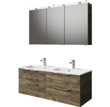 Badmöbel-Set Pelipal Sunline 300 BxHxT 132 x 200 x 48 cm Frontfarbe eiche ribbeck Badmöbelset 3-teilig mit Waschtisch Mineralmarmor