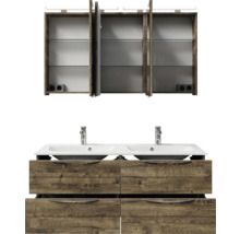 Badmöbel-Set Pelipal Sunline 300 BxHxT 132 x 200 x 48 cm Frontfarbe eiche ribbeck Badmöbelset 3-teilig mit Waschtisch Mineralmarmor