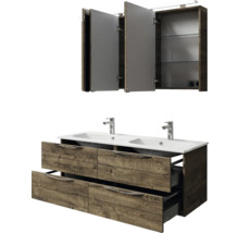 Badmöbel-Set Pelipal Sunline 300 BxHxT 132 x 200 x 48 cm Frontfarbe eiche ribbeck Badmöbelset 3-teilig mit Waschtisch Mineralmarmor