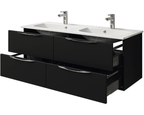 Waschtischunterschrank mit zwei Waschbecken und Schubladen