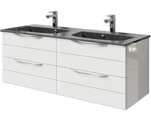 Waschtischunterschrank mit zwei Waschbecken und vier Schubladen