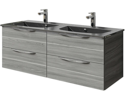 Waschtischunterschrank mit zwei Waschbecken und vier Schubladen