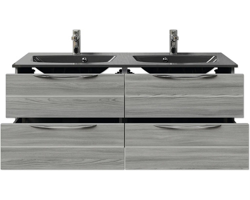 Waschtischunterschrank mit zwei Waschbecken und vier Schubladen