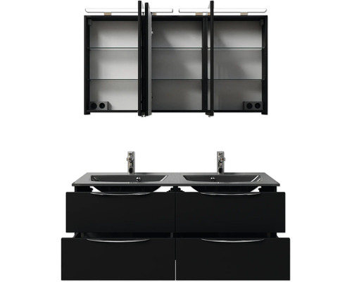 Badezimmermöbelset mit Waschbeckenunterschrank, Doppelwaschbecken und Spiegelschrank