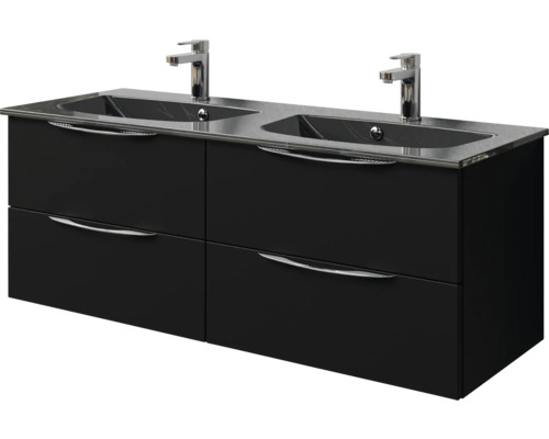 Waschtischunterschrank mit zwei Waschbecken und vier Schubladen
